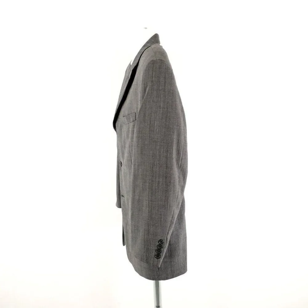 Calvin Klein Lord‎ & Taylor White Black Check Textured Wool 2 Button Blazer 44S